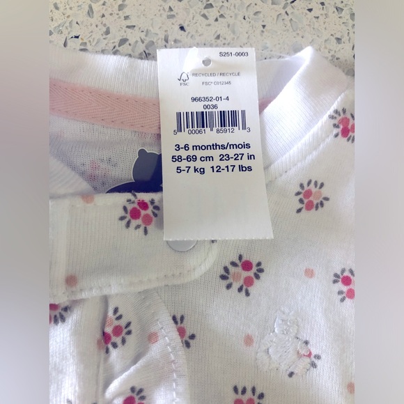 BABY GAP COZY FLOWER ONESIE / 3-6M - Picture 2 of 4
